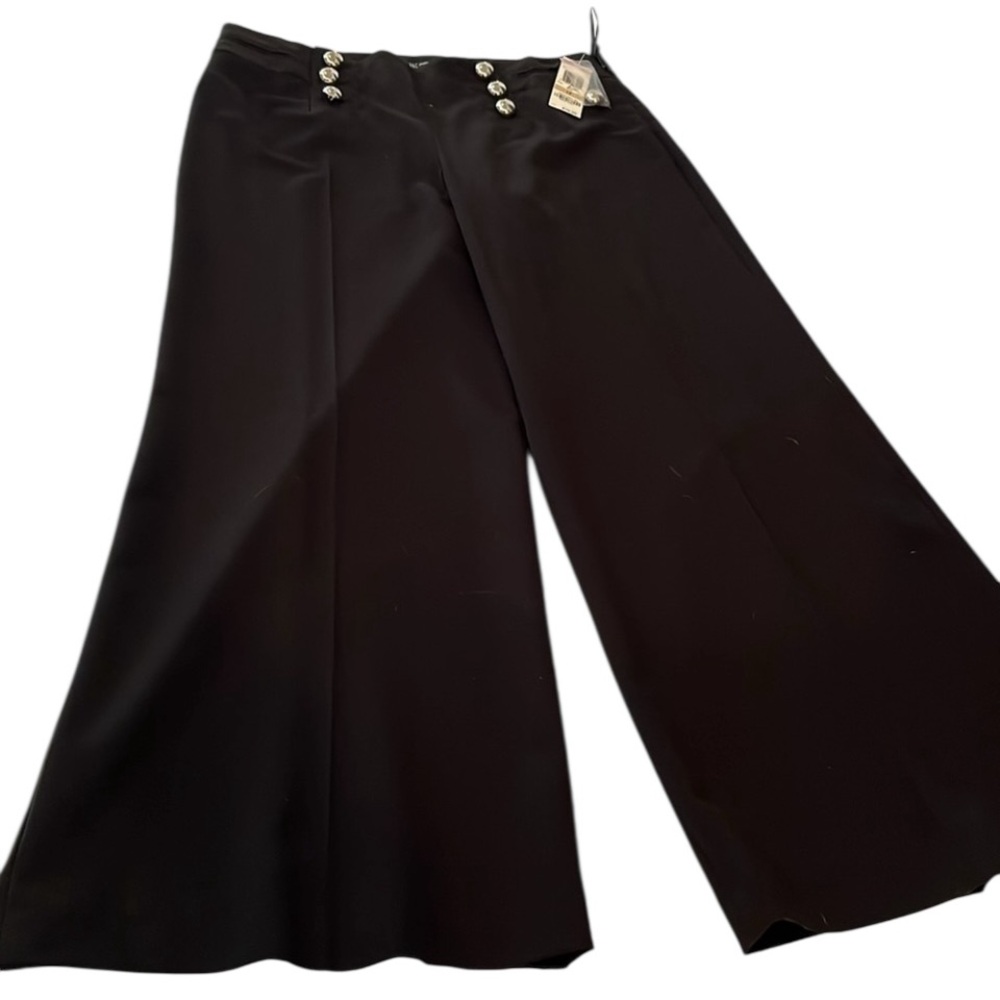 INC International Concepts size 12 black high-rise, wide leg dress pants NWT